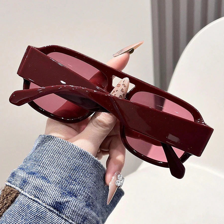 Retro Double Bridge Square Sunglasses