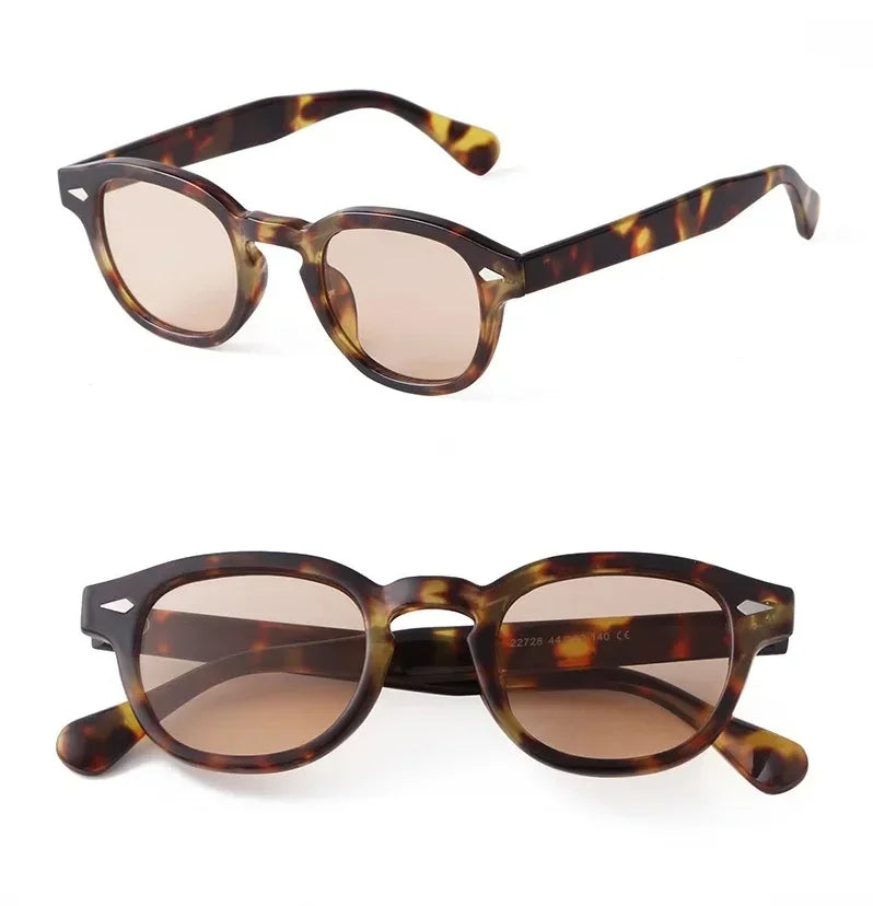 Vintage Rivet-Detail Round Sunglasses
