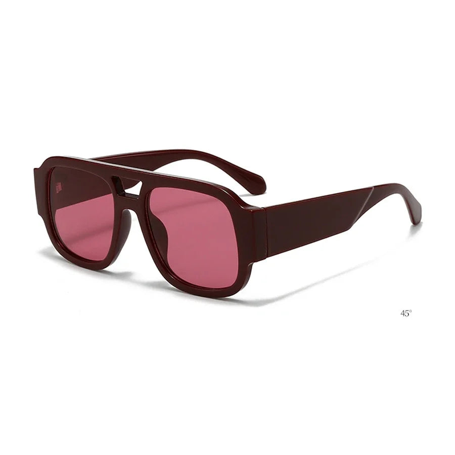 Retro Double Bridge Square Sunglasses