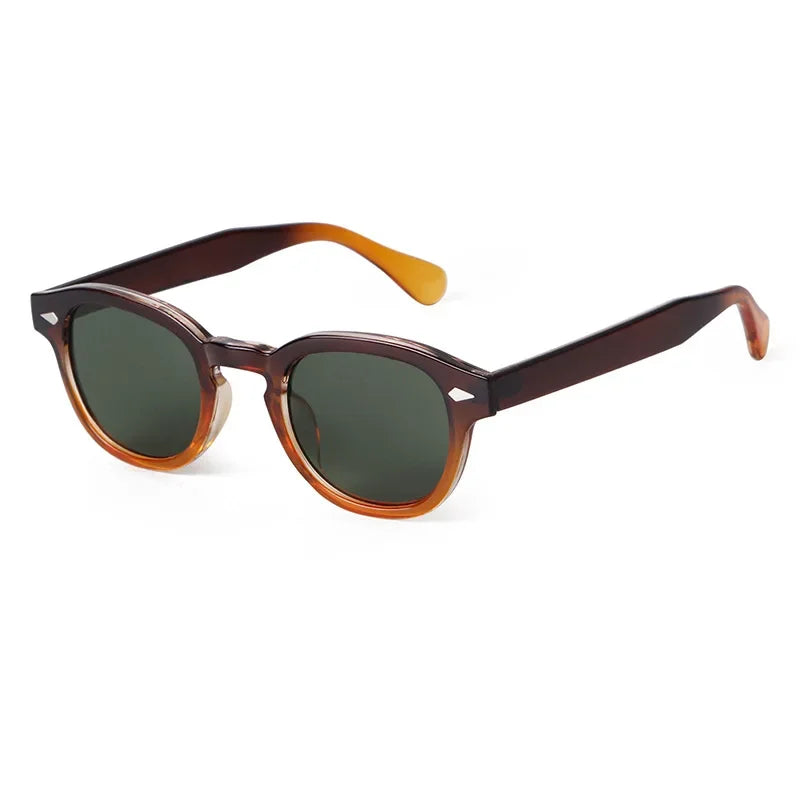 Vintage Rivet-Detail Round Sunglasses