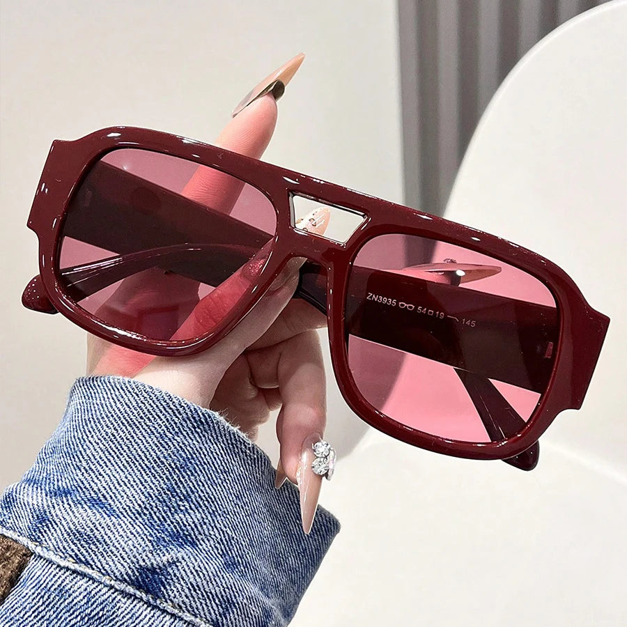 Retro Double Bridge Square Sunglasses